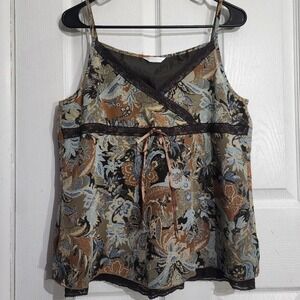 Vintage Brown Lace Floral Tank
